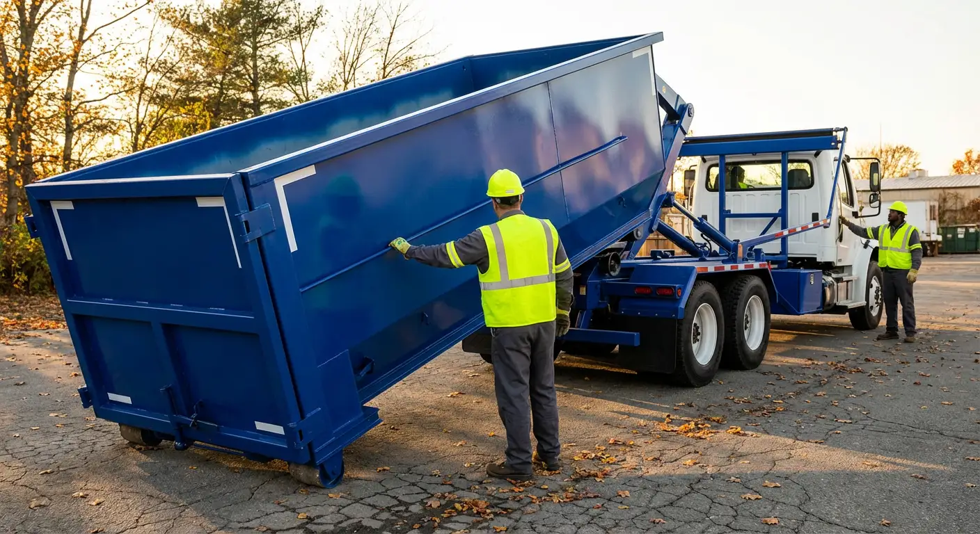 Commercial roll-off dumpster delivery truck in Westminster, CO